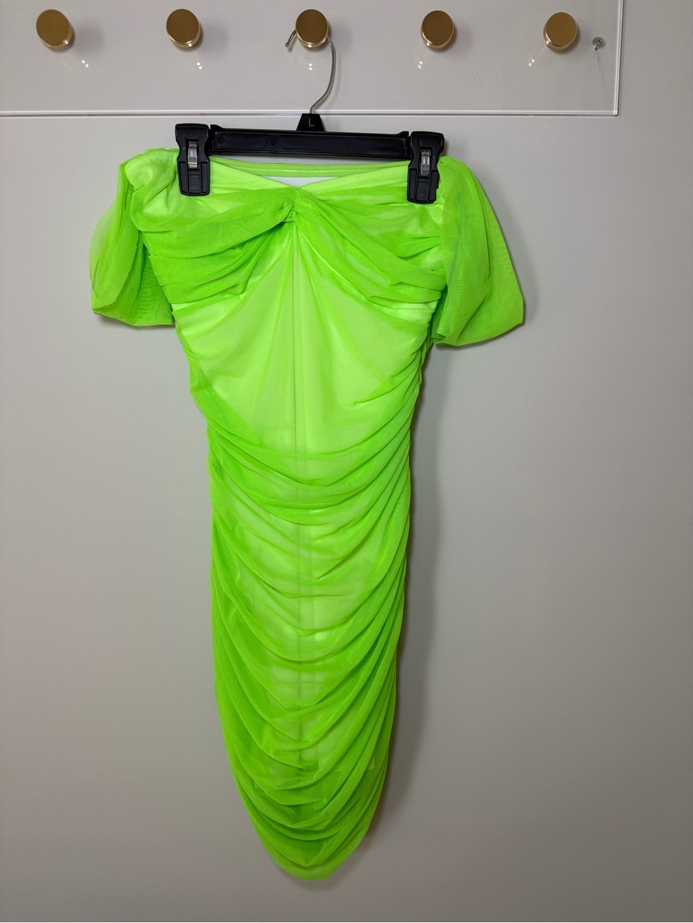 Norma Kamali revolve neon green dress.
